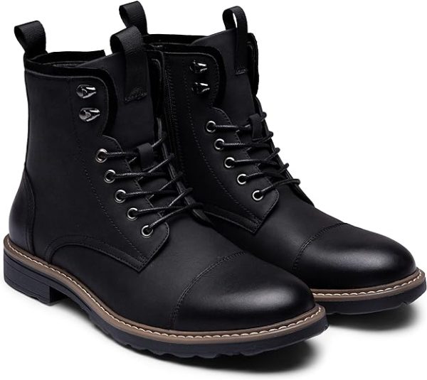 بوت Vostey Mens Boots Motorcycle Casual Boots For Men Waterproof Chukka Boots Mens - تصویر 4