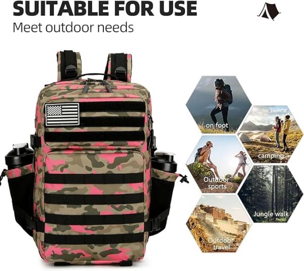 کیف ورزشی SickSock Crossfit Gym Tactical Backpack for Men and Women 45L Large Rucksack Army Assault Pack Molle Hiking Outdoor Bag Backpacks - تصویر 4