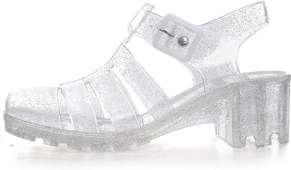 کفش Women Crystal Jelly Sandals Summer Women Rain Boots Retro Slingback Strappy Heels/Flat Sandals For Women - تصویر 6