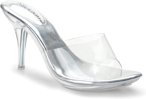 کفش NBUUNBU Silver Clear Heels For Women Dress Shoes Transparent Strap Sexy Stilletos Heels Open Toe High Silver Heeled Sandals Pump Mules - تصویر 4