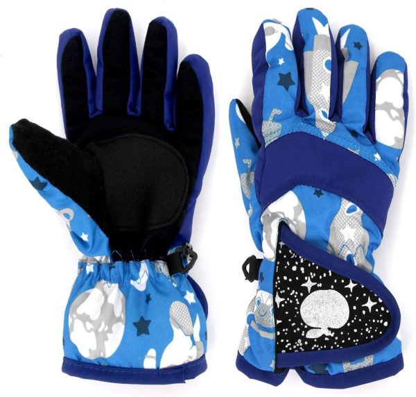 دستکش Kids Snow Gloves, Waterproof Winter Gloves with Adjustable Buckle for Girls Boys Outdoor Gloves Winter Gift for Kids (blue)