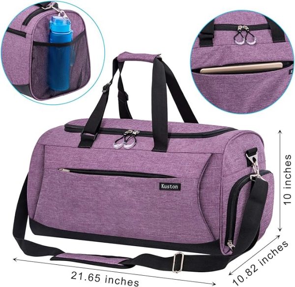 کیف ورزشی Kuston Sports Gym Bag with Shoes Compartment &Wet Pocket Gym Duffel Bag Overnight Bag for Men and Women - تصویر 4