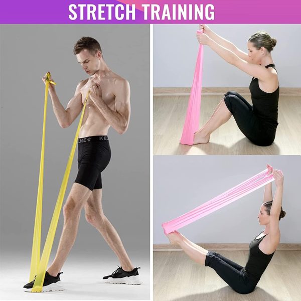 کش ورزشی SKY-TOUCH Latex Resistance Exercise Band 5Pcsexercise Bands For Physiotherapy, Strength Training & Fitness Workouts, Pilates, Stretching And Yoga Physical Therapy Fitness - تصویر 4