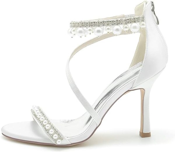 کفش Pahelyin Women's Bridal Shoes Open Toe High Heel Ankle Strap Dress Shoes Casual Formal Wedding Party Pumps Sandals with Pearl - تصویر 6