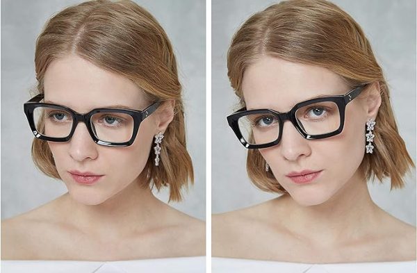 عینک FEISEDY Glasses Frame Womens Square Thick Eyeglasses Frame Classic Eyewear for Men B2461 - تصویر 6