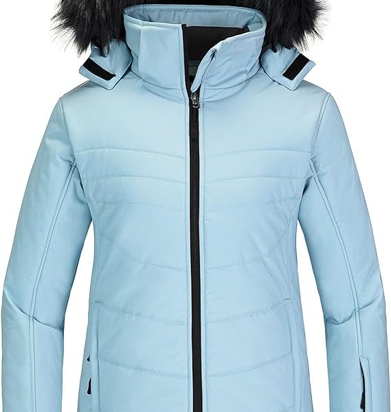بارونیSkieer Women's Waterproof Ski Jacket Warm Puffer Jacket Thick Hooded Winter Coat