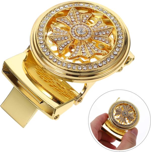 کمربند MNYOM Rhinestone Belt Men Automatic Belt Buckle Men Diamond Belt Buckle Plaque Belt Buckle Clothing Accessory (Golden) Mens Cowboy Belt - تصویر 5