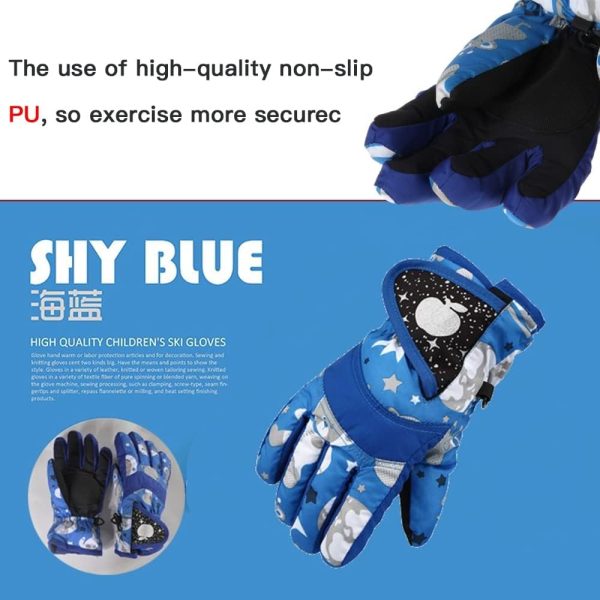 دستکش Kids Snow Gloves, Waterproof Winter Gloves with Adjustable Buckle for Girls Boys Outdoor Gloves Winter Gift for Kids (blue) - تصویر 5