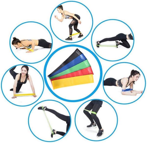 کش ورزشی Sky-Touch Elete Exercise Resistance Bands Set Of 5 Resistance Loops Extra Light To Extra Heavy Resistance 12 Inch Work Out Bands Perfect For Gym, Fitness, Yoga, Multicolor, Resendent Bank 1, - تصویر 5