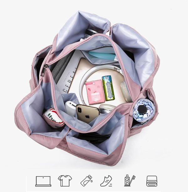 کیف ورزشی Travel Yoga Gym Bag for Women, Yoga Satchel Bag Carrying Workout Gear Fitness Gym Bags with Wet Dry Storage Pockets Shoulder Yoga Bag Weekender Bags for Women Men Gym, Work, School - تصویر 5