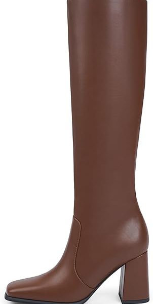 بوتModatope Knee High Boots Women Chunky Heel Square Toe Tall Boots for Women High Heel Side Zipper Long Boots