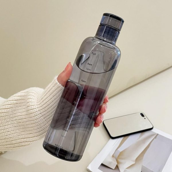 قمقمه DIALFA Leak-Proof BPA-Free Water Bottle with Time Marker, Large Capacity Plastics Drink Bottle for Office, Gym, Outdoor Sports (750 ml, black) - تصویر 4