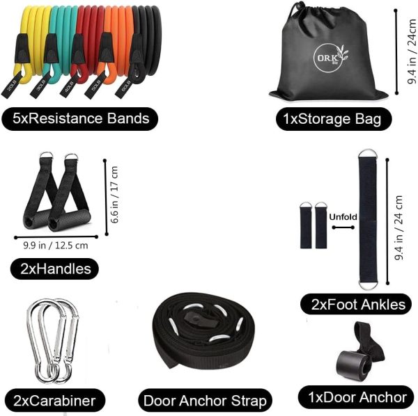 کش ورزشی Resistance Bands - Door Anchor Strap Upgraded 200lbs Anti Snap Tube Workout Bands For Working Out Men And Women 14pcs Exercise Bands With Door Anchor Ankle Straps Training Manual And String Bag - تصویر 6