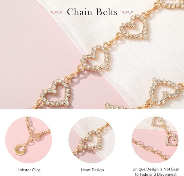 کمربند AWAYTR Waist Chains Belts for Women - Rhinestone Gold Silver Chain Belts for Dresses - تصویر 8