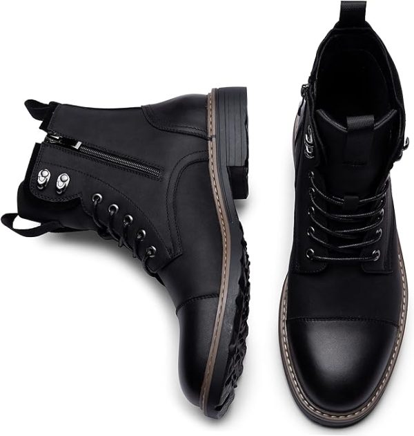 بوت Vostey Mens Boots Motorcycle Casual Boots For Men Waterproof Chukka Boots Mens - تصویر 6