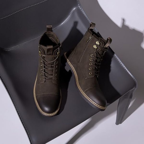 بوت Vostey Mens Boots Motorcycle Casual Boots For Men Waterproof Chukka Boots Mens - تصویر 6