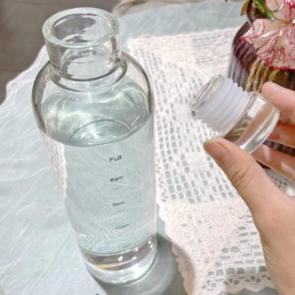 قمقمه DIALFA Leak-Proof BPA-Free Water Bottle with Time Marker, Large Capacity Plastics Drink Bottle for Office, Gym, Outdoor Sports (750 ml, black) - تصویر 9