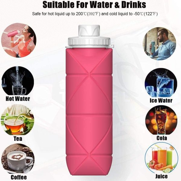 قمقمه ShebSheb Foldable Water Bottles Kids, Leakproof Valve Reusable Bpa Free Collapsible Silicone Travel Water Bottle for Gym Camping Hiking Travel Sports On-the-go - تصویر 6