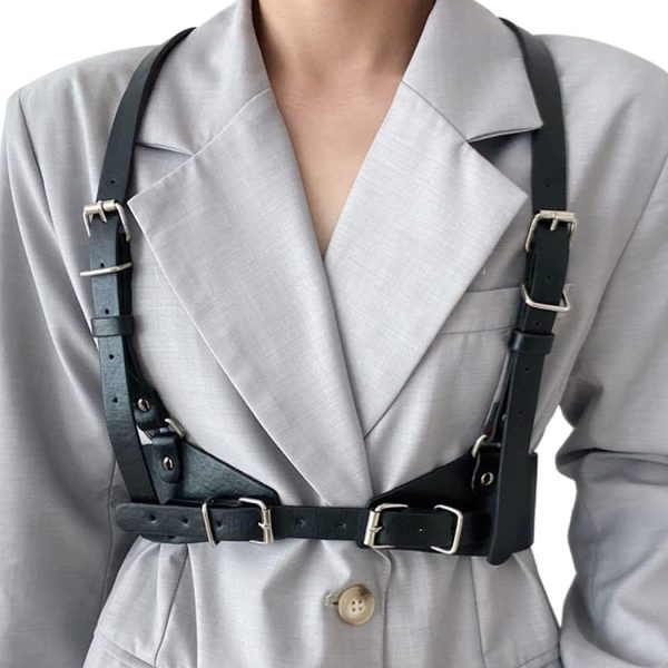 کمربند TERRIFI Punk Women Waist Belts PU Leather Fashion Body Chain Belt Rave Accessories Belt Adjustable Goth - تصویر 9