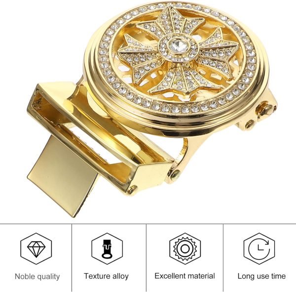 کمربند MNYOM Rhinestone Belt Men Automatic Belt Buckle Men Diamond Belt Buckle Plaque Belt Buckle Clothing Accessory (Golden) Mens Cowboy Belt - تصویر 7