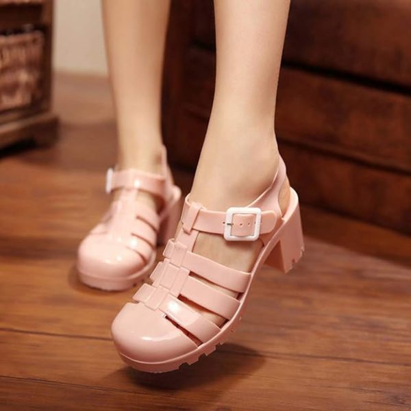 کفش Women Crystal Jelly Sandals Summer Women Rain Boots Retro Slingback Strappy Heels/Flat Sandals For Women - تصویر 7