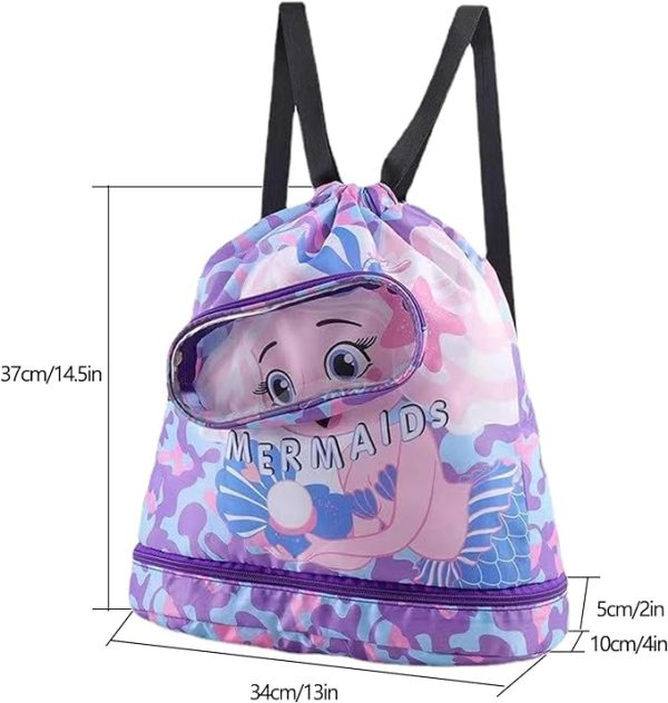کیف ورزشی شنا TAPIT Swimming Backpack for Kids, Dry and Wet Separation Waterproof Storage Bag Portable Drawstring Backpack for Gym Sports Beach Pool Gear Bag - تصویر 7