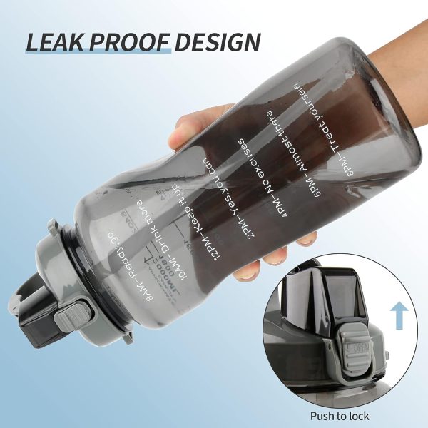قمقمه TopGearWorld Water Bottle 2L/ Large Sports Bottle with Time Marker, BPA Free & Leakproof, Reusable Portable Fitness Sport Water Bottles for Gym &Outdoor Sports &Office (Grey) - تصویر 7