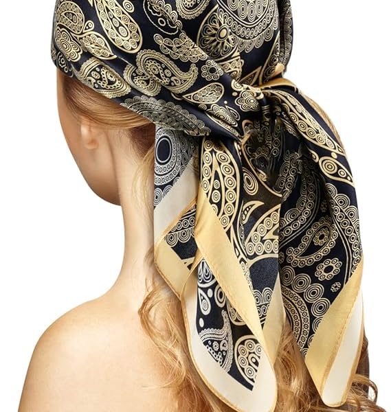 شال و روسریSilk Women's Headscarf, Imitation Neck Hair Sleep Wrap Lightweight Satin Scarf Fashion New Temperament All-match Suitable for Women to Wear
