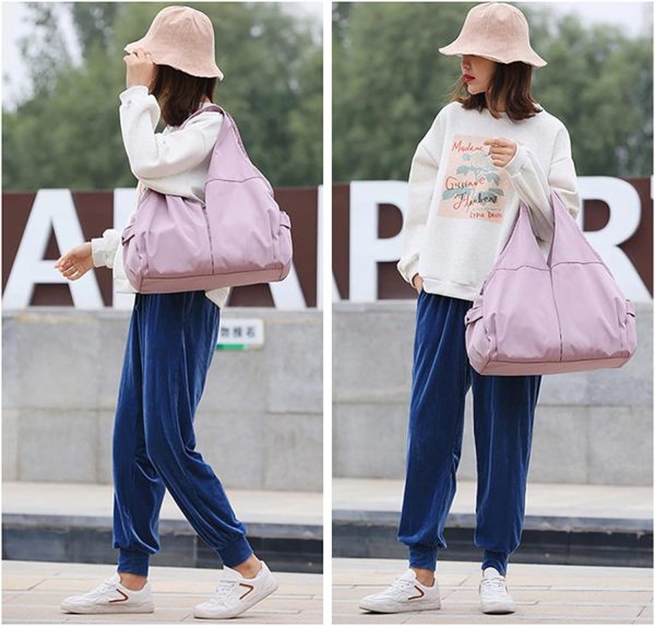 کیف ورزشی Travel Yoga Gym Bag for Women, Yoga Satchel Bag Carrying Workout Gear Fitness Gym Bags with Wet Dry Storage Pockets Shoulder Yoga Bag Weekender Bags for Women Men Gym, Work, School - تصویر 8