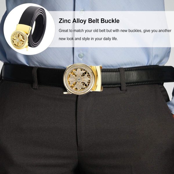 کمربند MNYOM Rhinestone Belt Men Automatic Belt Buckle Men Diamond Belt Buckle Plaque Belt Buckle Clothing Accessory (Golden) Mens Cowboy Belt - تصویر 8