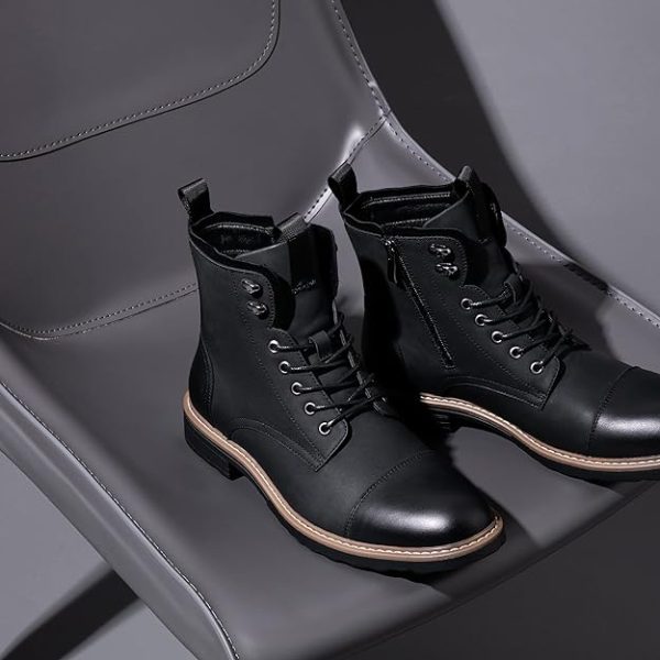 بوت Vostey Mens Boots Motorcycle Casual Boots For Men Waterproof Chukka Boots Mens - تصویر 8