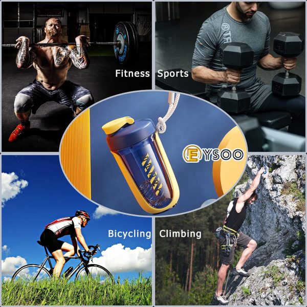 قمقمه EYSOO® Protein Shaker Bottle Protein Drink Shaker Cup 20 oz Shaker Bottle for Protein Mixes Leak-proof BPA-free Portable Protein Shaker Mixer with Blender Ball for Gym Fitness (Yellow) - تصویر 9