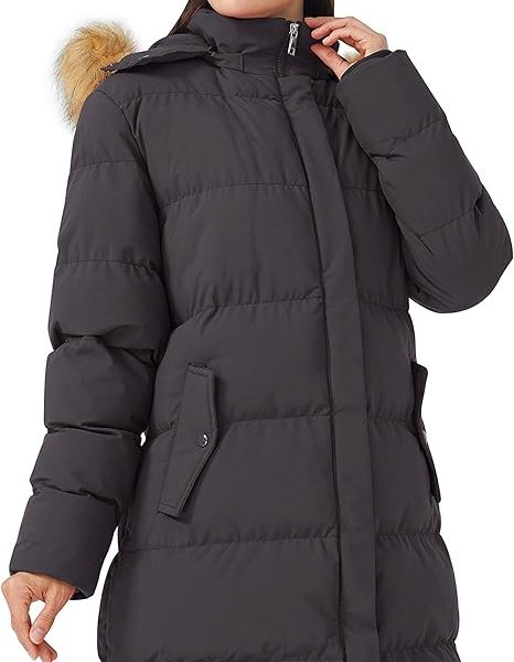 بارونیWenVen Women's Winter Thicken Puffer Coat Warm Jacket with Faux Fur Removable Hood