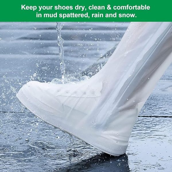بوتXspring Waterproof Shoe Coves, PVC Reusable Rain Boot Shoe Covers with Zipper and Waterproof Layer, Non Slip Shoe Covers, Transparent Rubber Rain Shoes Cover for Cycling Outdoor, Camping, Women, Men - تصویر 9