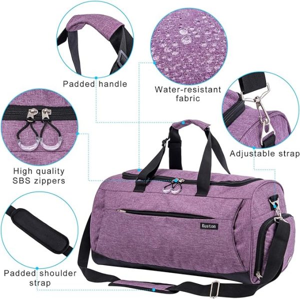 کیف ورزشی Kuston Sports Gym Bag with Shoes Compartment &Wet Pocket Gym Duffel Bag Overnight Bag for Men and Women - تصویر 9