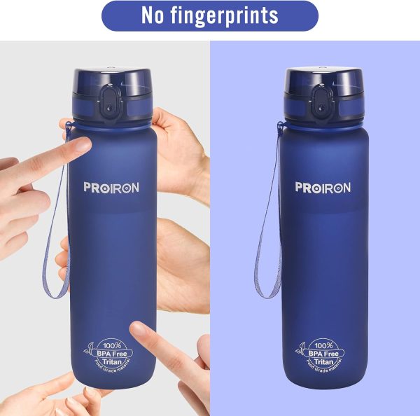 قمقمه PROIRON Water Bottle 0.5L/1L Leak-Proof Drink Bottle BPA Free USA Tritan Material Gym Bottle with Protein Shaker, Flip Top Lid & Removable Strainer for Fitness Cycling, Gym Camping Outdoor Sports - تصویر 9