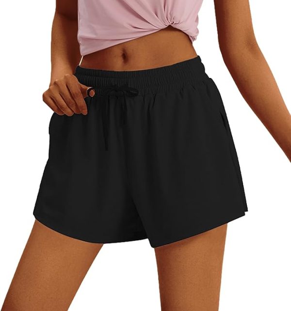 شلوارک زنانه ورزشی Qiqilyly Womens Workout Shorts 2 in 1 Running Shorts Yoga Athletic Gym Exercise Quick Dry Loose Comfy Shorts with Pockets