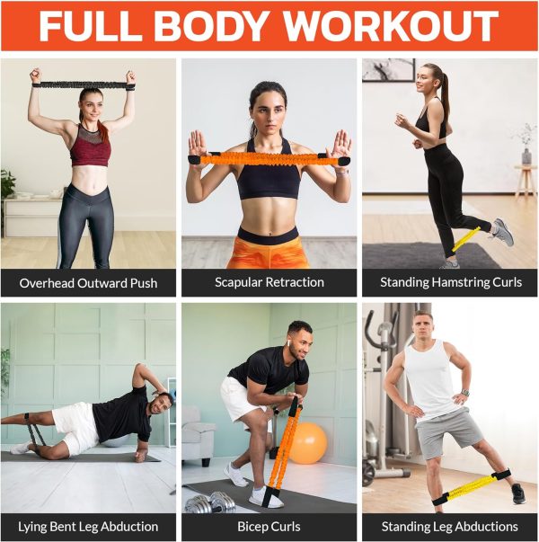 کش ورزشی Set of 3 Latex Sleeve Loop Resistance Bands Light to Heavy weight (20, 30 and 40 lb) with Carrying Case. Exercise for Stretching, Strength Training, Physical Therapy, Yoga, Workout for Legs - تصویر 7
