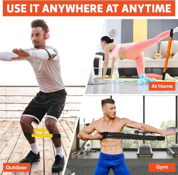 کش ورزشی Set of 3 Latex Sleeve Loop Resistance Bands Light to Heavy weight (20, 30 and 40 lb) with Carrying Case. Exercise for Stretching, Strength Training, Physical Therapy, Yoga, Workout for Legs - تصویر 9