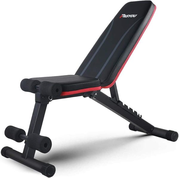 وسایل باشگاه خانگی  PASYOU Adjustable Weight Bench Full Body Workout Multi-Purpose Foldable Incline Decline Exercise Workout Bench for Home Gym