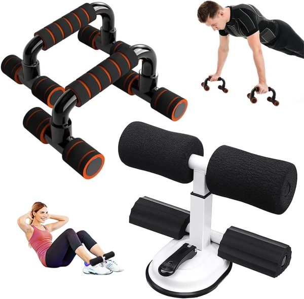 وسایل باشگاه خانگی  Push Up Bar Sit Up Stand Set Push-Up Fitness Bracket Board Portable Sit-Up Handle Ergonomic Muscle Workout Stand Floor Strength Training Equipment Exercise Sturdy Parallel Bar for Men Women Indoor Gym