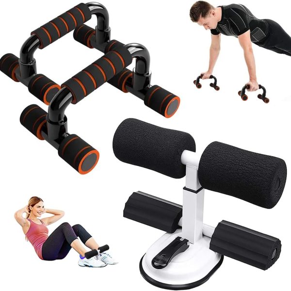 وسایل باشگاه خانگی  Push Up Bar Sit Up Stand Set Push-Up Fitness Bracket Board Portable Sit-Up Handle Ergonomic Muscle Workout Stand Floor Strength Training Equipment Exercise Sturdy Parallel Bar for Men Women Indoor Gym