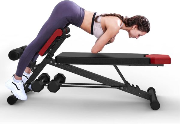 وسایل باشگاه خانگی  FINER FORM Multi-Functional Adjustable Weight Bench for Total Body Workout – Hyper Back Extension, Roman Chair, Ab Sit up Bench, Decline Bench, Flat Bench. Great Equipment