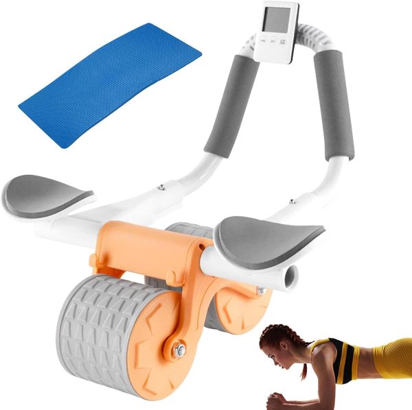 وسایل باشگاه خانگی Automatic Rebound Abdominal Roller | Abdominal Workout Wheel for Gym - Ab Workout Wheel with Knee Pad, Exercise Equipment for Core Workout, Home, Gym