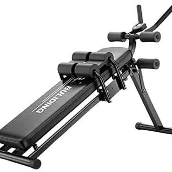 وسایل باشگاه خانگی ULTIMAX Sit Up Bench, Incline Decline Bench with Resistance Bands Workout Full Body for Home Gym, Abdominal Exercise Equipment, Suitable Men and Women, Black