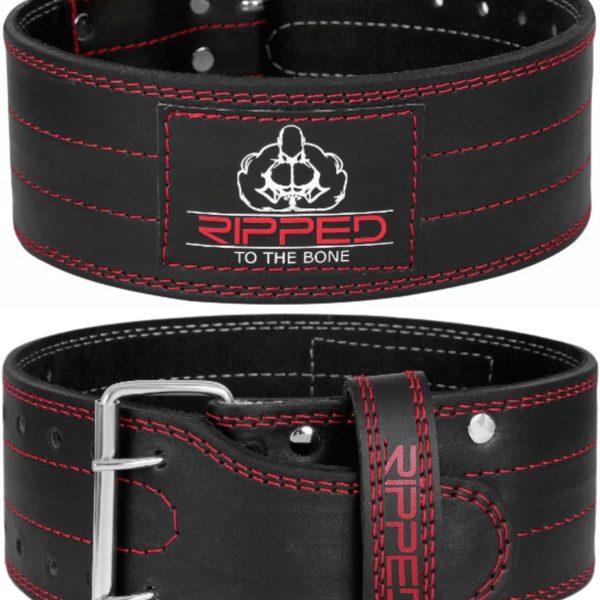 کمربند ورزشی RTTB 4" Genuine Leather Power Lifting Belt - Ideal for Gym, Strength Training & Bodybuilding - Premium Gear for Deadlifts, Squats - Suitable for Men & Women.