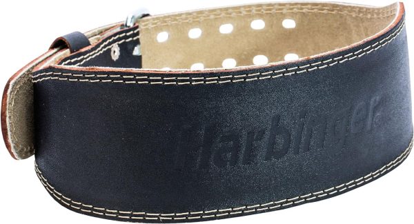 کمربند ورزشی Harbinger Padded Leather Contoured Weightlifting Belt with Suede Lining and Steel Roller Buckle
