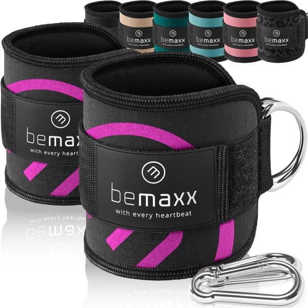 کمربند ورزشی Ankle Straps Set for Cable Pulley Machine + Training Guide - 1 Pair One-Size Padded Foot Cuffs with Fastener for Workout | Leg Butt Glute Gym Fitness Sport Equipment, Women Men Footstrap Bodybuilding