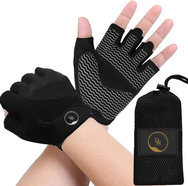 دست کش ورزشی DEAL HUNT Training Gloves, Fitness Gloves, Sports Gloves, Gym Workout Gloves, Advanced Flexible Exercise Fitness Gloves with Mesh Bagfor Men & Women - Silicone Padding