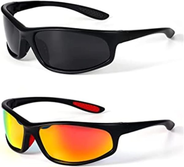 عینک آفتابی ورزشی ELECDON Polarized Sunglasses, Sports Trendy Sunglasses, for Men Womens Sunglasses Polarized UV Protection Non-Slip, for Driving Cycling Fishing Running, 2 Pairs, One Size